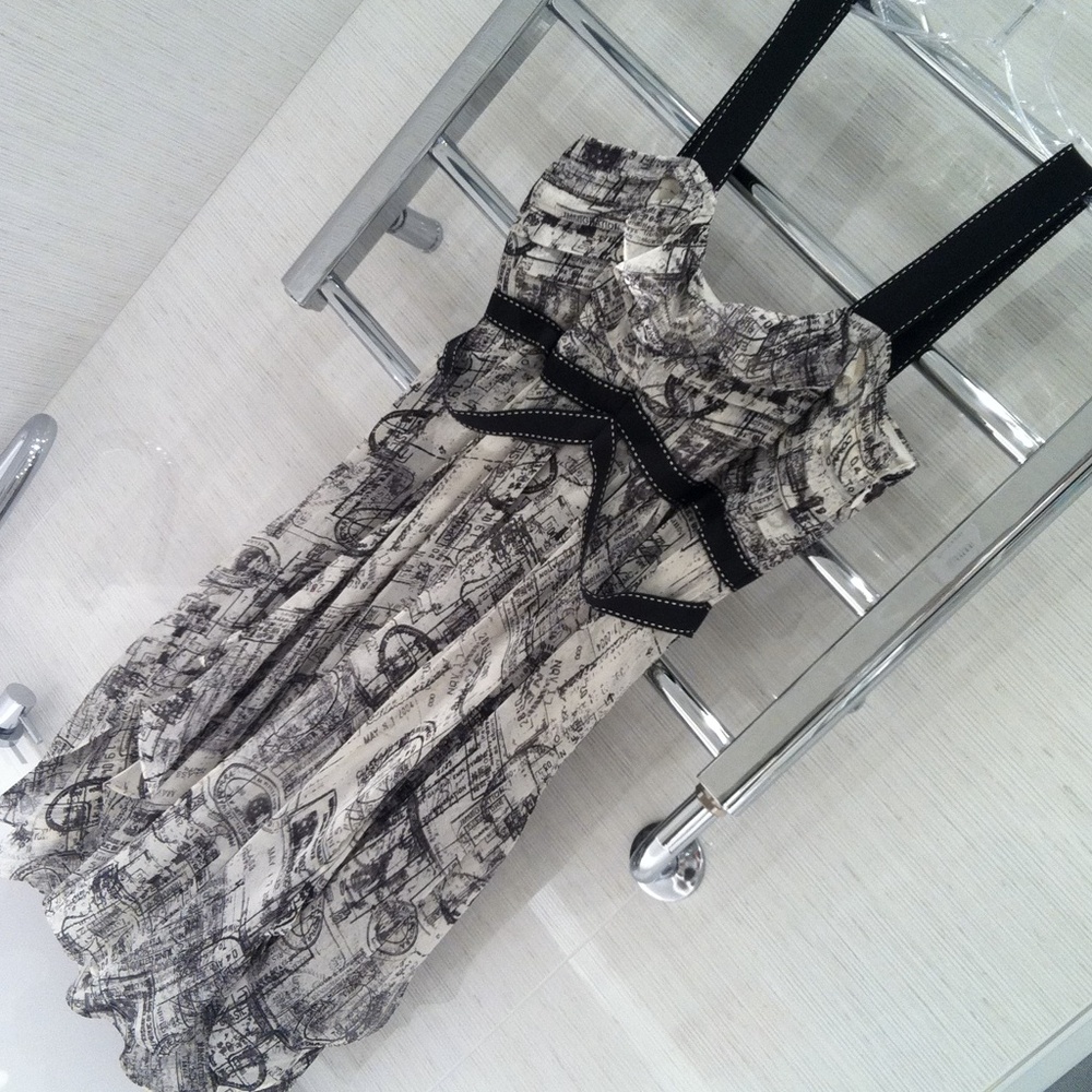 Diane Von Furstenberg Black and White Printed Dress - Picture 2 of 6
